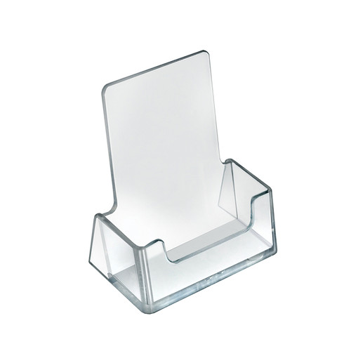 Vertical business card holder in clear.