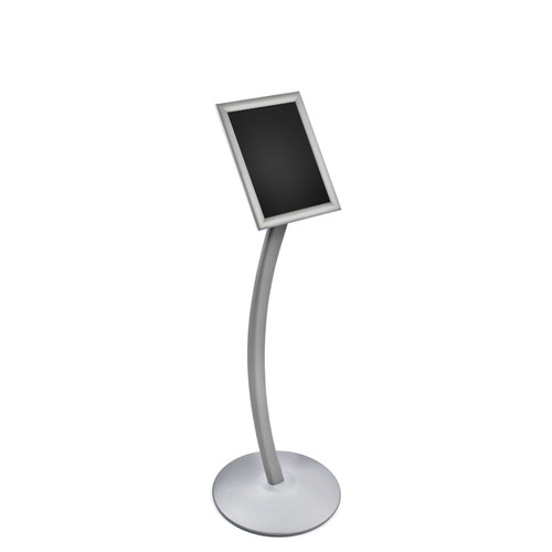Silver Curved Metal Snap-Frame Pedestal Floor Stand 11