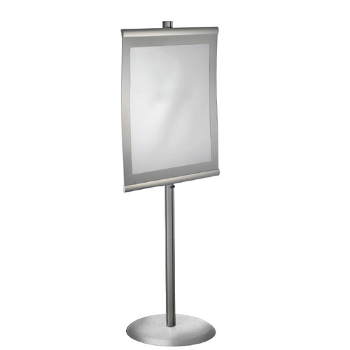 Adjustable Silver Metal Poster Floor Stand, Graphic Size: 22"W x 28"H