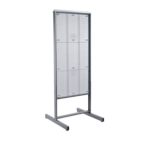 Two-Sided Metal Frame Pegboard Floor Display. Panel Size: 24"W x 48"H (CLEAR ONLY)