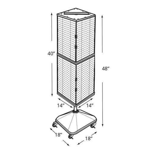 Four-Sided Pegboard Tower Floor Display on Revolving Wheeled Base ...
