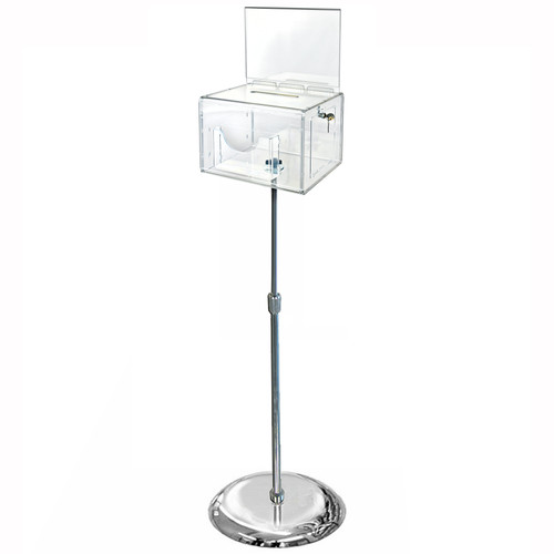 Extra Large White Box on Adjustable Pedestal Floor Stand w/ Pocket