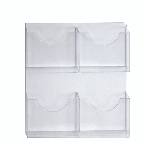 Four-Pocket Wall Mount Letter Brochure Holder, 2-Pack