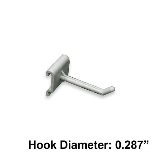 CLOSEOUT: 2" WHT Plastic Hook for 1" Mini Slatwall, 25-Pack