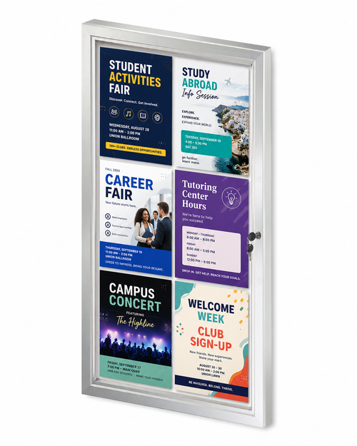 Medium Enclosed Magnetic Message Board w/ Lock & Key