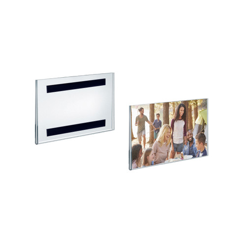 Clear Acrylic Magnet Back Sign Holder Frames 6" W x 4" H - Horizontal / Landscape, 2-Pack