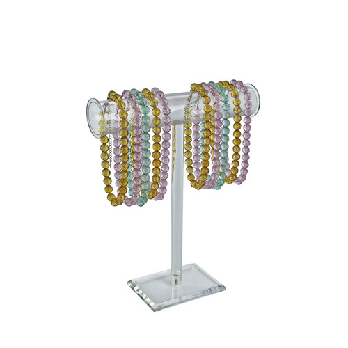 T-Bar Single-Pole Necklace and Bracelet Acrylic Jewelry Stand. Overall Measurements: 15"H x 14"W, GIFT SHOP