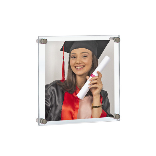 Floating Acrylic Wall Frame with Silver Stand Off Caps: 11" x 14" Graphic Size, Overall Frame Size: 15" x 18", GIFT SHOP