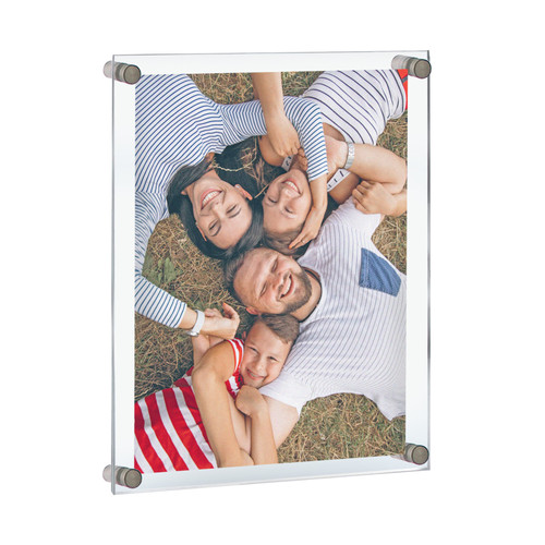 Floating Acrylic Wall Frame with Silver Stand Off Caps: 18" x 24" Graphic Size