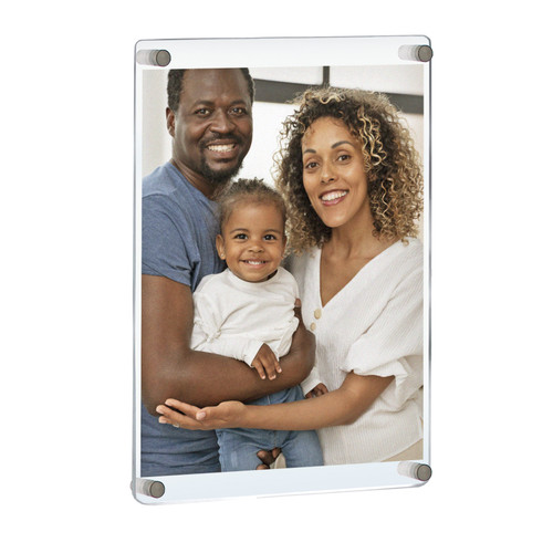 Floating Styrene Wall Frame with Rounded Edges, Silver Stand Off Caps: 22" x 28" Graphic Size, Overall Frame Size: 23.5"W x 31.5''H, GIFT SHOP