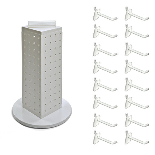 Four-Sided Revolving 4"W x 12"H Pegboard Counter Display w/ 16 2" Hooks