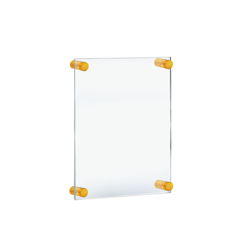 Floating Acrylic Wall Frame with Gold Stand Off Caps: 8.5" x 14" Graphic Size, Overall Frame Size: 12.5" x 18"