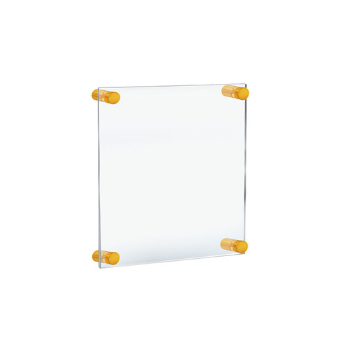 Floating Acrylic Wall Frame with Gold Stand Off Caps: 9" x 12" Graphic Size, Overall Frame Size: 13" x 16"