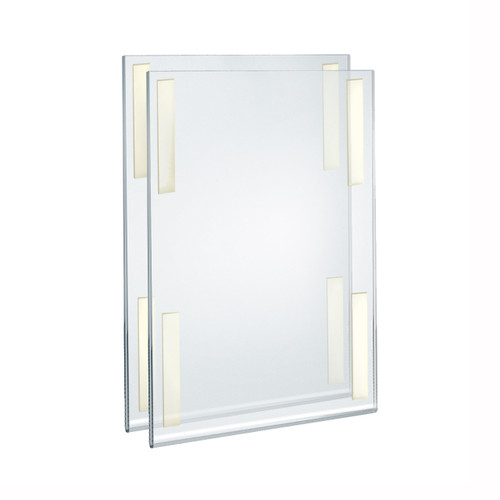 Self Adhesive Clear Acrylic Wall Sign Holder Frame 11" W x 17" H - Portrait / Vertical, 2-Pack