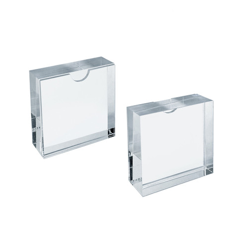 Clear Acrylic Block Sign Holder Frame 3" x 3", Top Load, 2-Pack