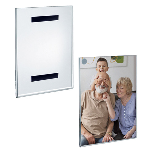 Clear Acrylic Magnet Back Sign Holder Frames 8.5" W x 11" H - Portrait / Vertical, 2-Pack