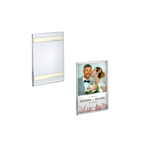 Self Adhesive Clear Acrylic Sign Holder Frame 4" W x 6" H - Portrait / Vertical, 2-Pack