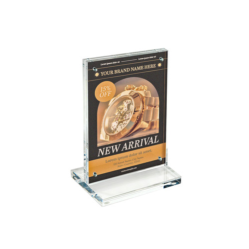 Slim Deluxe Acrylic Block Frame 5” x 7” on ½” Acrylic Base with Magnet Closure and Rubber Bumpers, Portrait/Vertical, GIFT SHOP