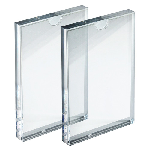 Clear Acrylic Block Sign Holder Frame 4” x 4”, Top Load, 2-Pack