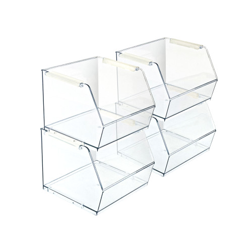 Small Clear Stackable Bin, 4-Pack
