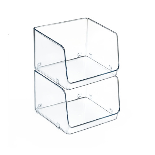 Small Clear Stackable Bin, 2-Pack