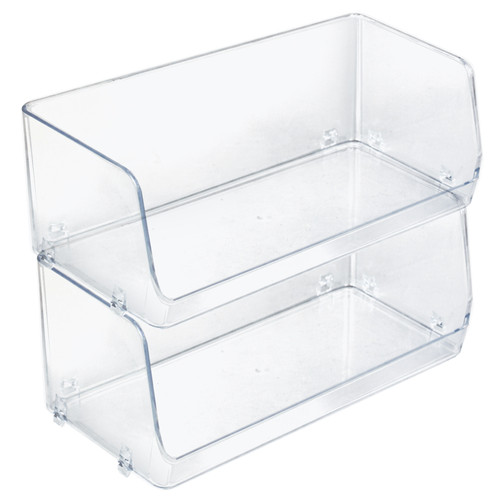 Large Wide Clear Stackable Bin, 2-Pack