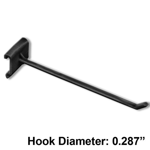 CLOSEOUT: 6" BLK Plastic Hook for 1" Mini Slatwall, 25-Pack