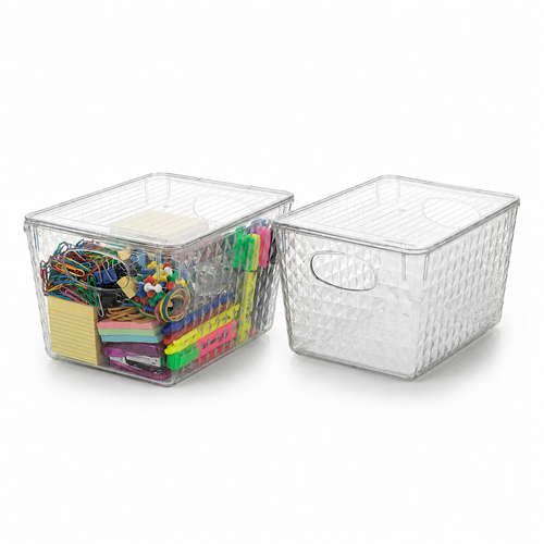 Small Diamond Tote with Lid, Pack of 2