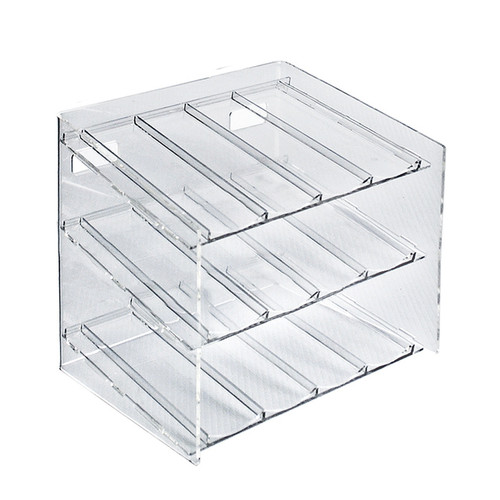 Three-Tier 12 Compartment Display, 4-Comp per Tier. Dimensions: 12"W x 8.5"D x 10.5"H