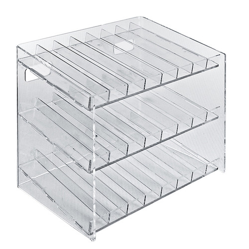 Three-Tier 24 Compartment Display, 8-Comp per Tier. Dimensions: 12"W x 8.5"D x 10.5"H