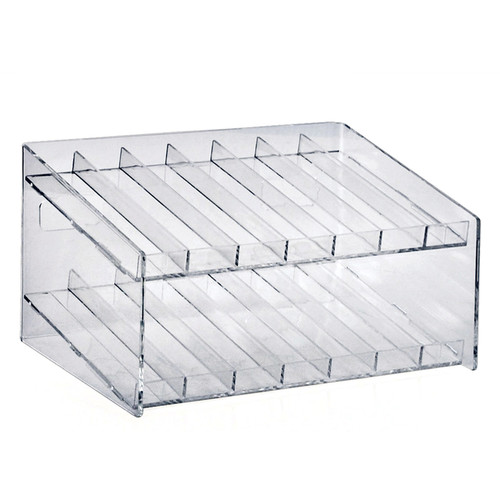 Two-Tier 14 Compartment Display, 7-Comp per Tier. Dimensions: 12" W x 8.5" D x 6.5" H