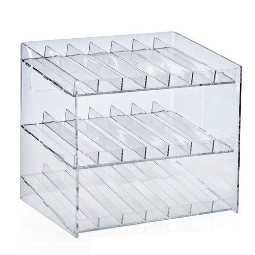 Three-Tier 21 Compartment Display, 7-Comp per Tier. Dimensions: 12"W x 8.5"D x 10.5"H