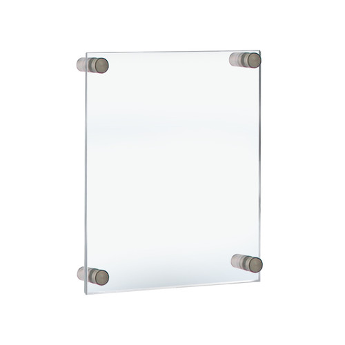 Floating Acrylic Wall Frame with Silver Stand Off Caps: 11" x 17" Graphic Size, Overall Frame Size: 15" x 21"