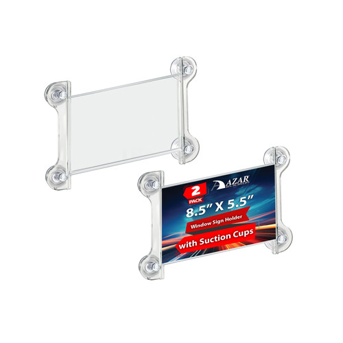 Clear Acrylic Window/Door Sign Holder Frame with Suction Cups 8.5''W x 5.5''H, 2-Pack