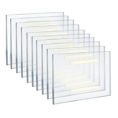 Self Adhesive Clear Acrylic Wall Sign Holder Frame 10" W x 8" H Landscape/Horizontal, 10-Pack