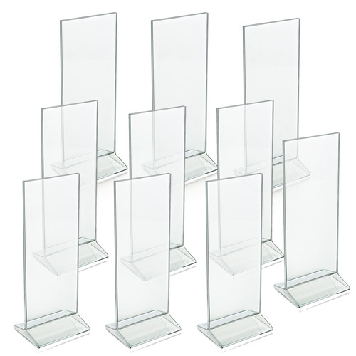 Top Loading Clear Acrylic T-Frame Sign Holder 4.25" Wide x 11'' High-Vertical, 10-Pack