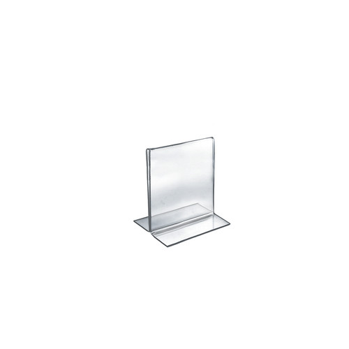 Bottom Loading Clear Acrylic T-Frame Sign Holder 4" Wide x 5'' High-Vertical/Portrait, 10-Pack