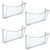 Clear plastic wall mount file holder 4-pack with hanging hardware, transparent letter-size document organizers
