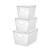 Diamond Pattern Storage Tote Bin Set with Lids