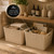 Wheat Lined Textured Plastic Storage Tote Bin with Handles, Decorative Organizer Basket, 2 Pack