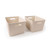 Wheat Lined Textured Plastic Storage Tote Bin with Handles, Decorative Organizer Basket, 2 Pack
