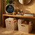 Wheat Woven Textured Plastic Storage Tote Bin with Handles, Decorative Organizer Basket, 2-Pack