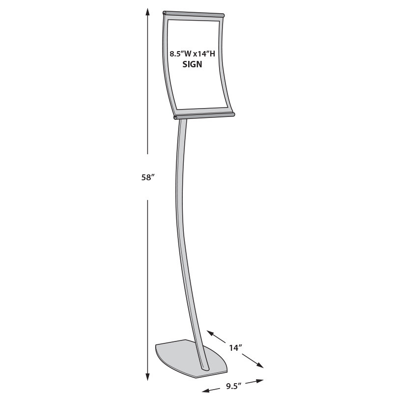 Silver Curved Metal Frame Pedestal Floor Stand 8.5"w x 14"h Azar Displays