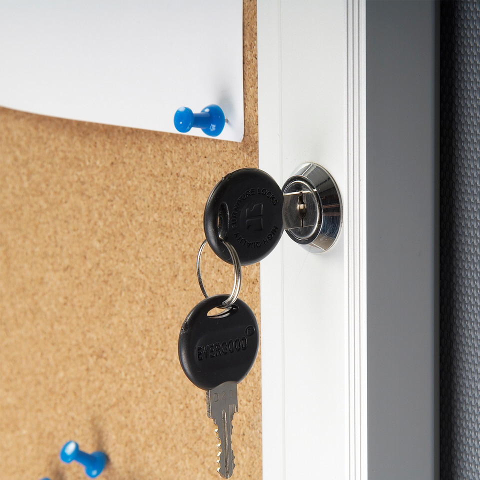 Small Enclosed Cork Bulletin Board w/ Lock & Key Azar Displays