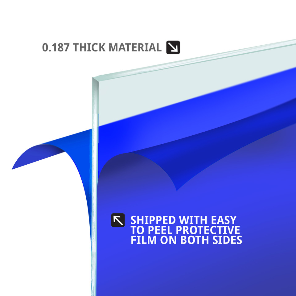Plexiglass Acrylic Sheets Cut to Size, Clear Plastic Panels, Size 20" x 20" x 3/16" Thick with