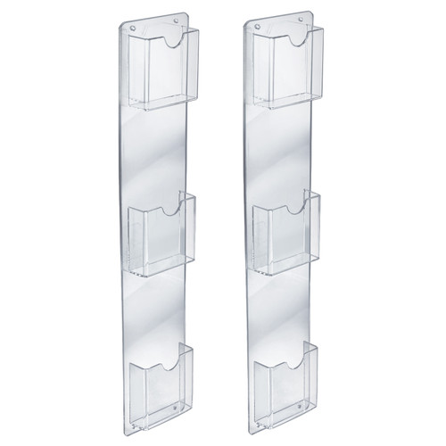 Three-Pocket Vertical Wall Mount Brochure Holder. Inside Dimension