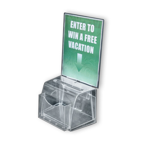 Clear Medium Molded Lottery Box with Pocket Azar Displays