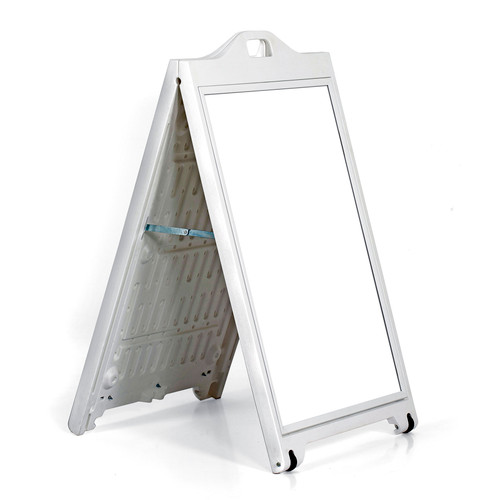White Double-Sided Sidewalk A-Frame Sign w/ Protective Lens 24
