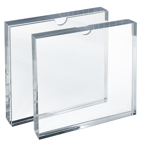 Clear Block Sign Holder Frame 6” x 6”, Top Load, 2-Pack