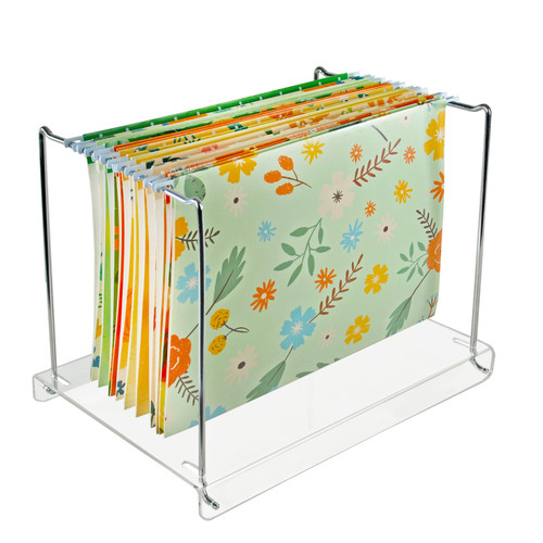Acrylic Desktop File Hanging Organizer with Metal Bar